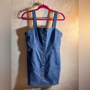 Rue21 Blue Denim Mini Dress boho coastal cowgirl game day festival M snaps strap